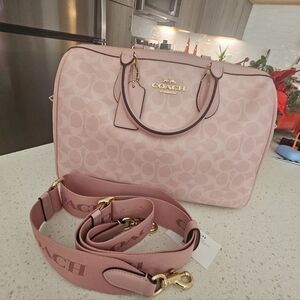 Coach Pink Satchel with Gold Accents